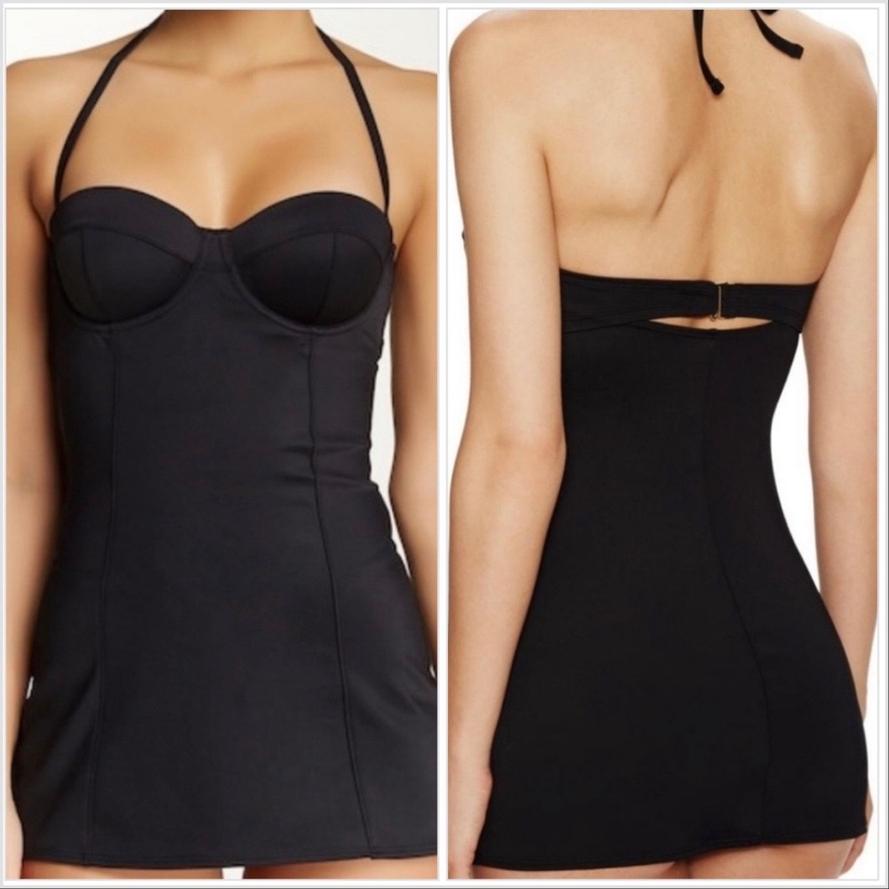 Spanx Black Retro Dresskini Swim Top Size 10